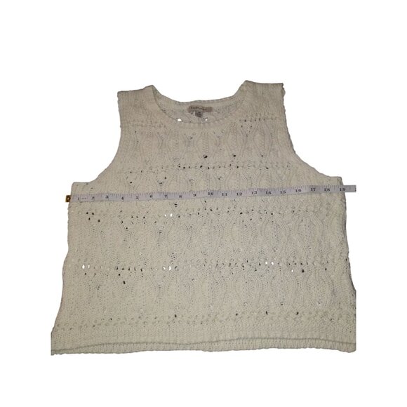 Vintage-Inspired Cream Knit Sleeveless Top S Cozy Casual - Picture 10 of 14